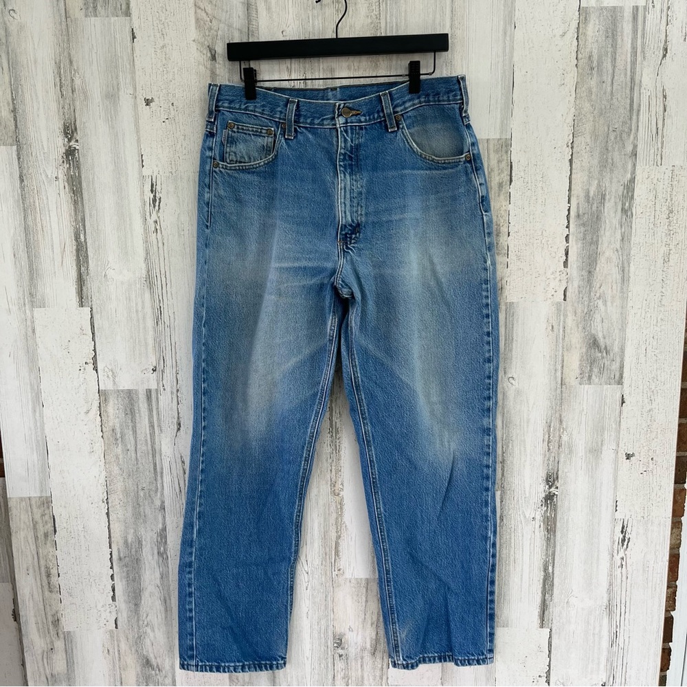 Carhartt Men’s Straight Leg Work Blue Denim Jeans Size 36X31